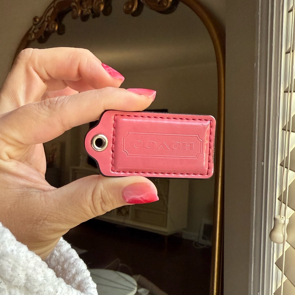 Coach Bright Pink Patent Leather Tag with Silver Grommet
